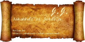 Jakabházi Jolán névjegykártya