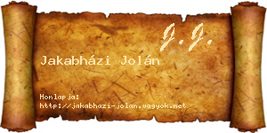 Jakabházi Jolán névjegykártya